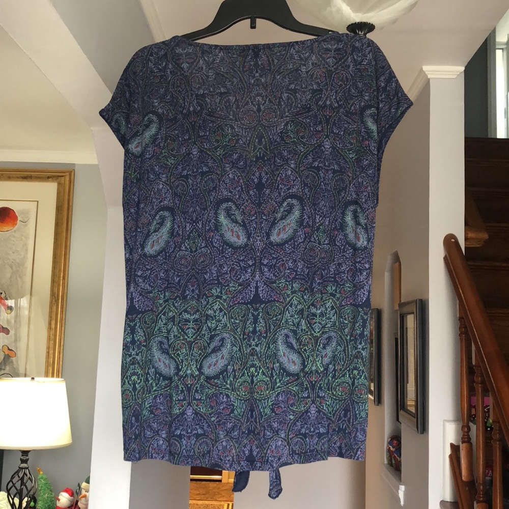 🌺 Lucky Brand Purple and Green Paisley Top Sz L - Picture 3 of 7